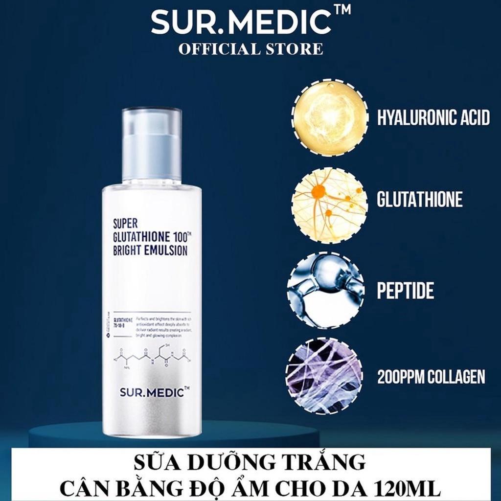 Sữa Dưỡng Trắng Da Sur Medic Super Glutathione 100 Bright Emulsion 120ml