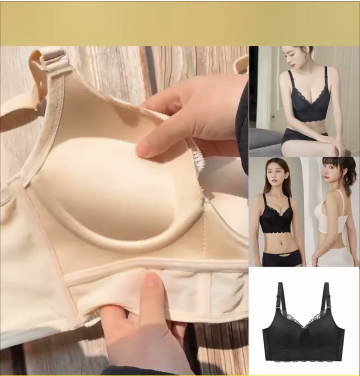Áo lót Bra Corset không gọng đệm dày 6cm siêu nâng đẩy tạo khe tự nhiên, Áo ngực bản to che mỡ lưng mỡ nách nâng ngực HQ