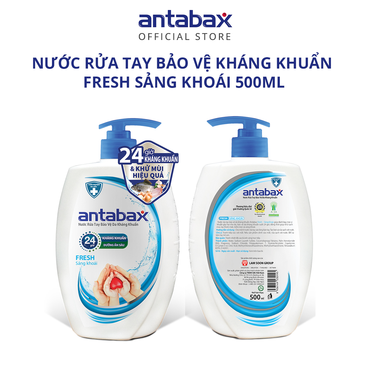 Nước Rửa Tay Bảo Vệ Da Kháng Khuẩn Antabax Fresh Sảng Khoái 500ml