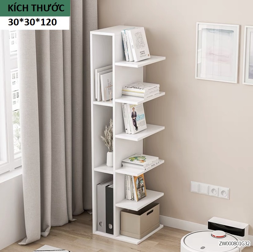 Kệ sách gỗ trang trí để sàn nhiều tầng gỗ MDF chống ẩm cao cấp phong cách tối giản hiện đại sang trọng