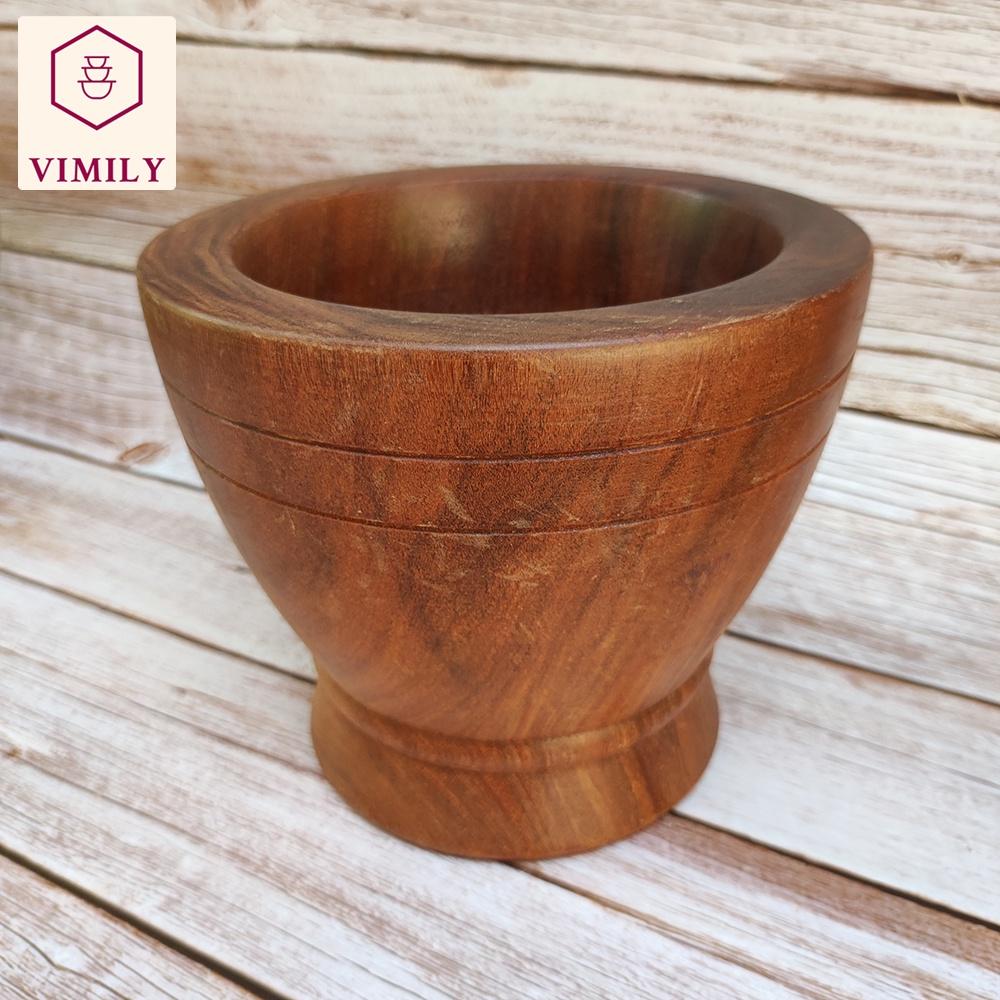 Cối gỗ nghiến Tây Bắc núi đá giã thức ăn gia vị VIMILY kích thước 13cm 15cm và 18cm