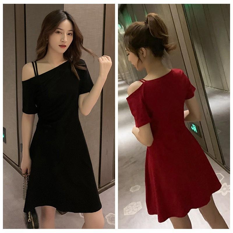 Đầm tay ngắn dáng chữ A thiết kế trễ vai cho phái nữ