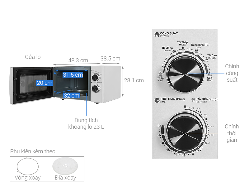 Lò vi sóng Sharp R-32A2VN-S, Dung tích 23 Lít, Công suất 900W - Hàng chính hãng