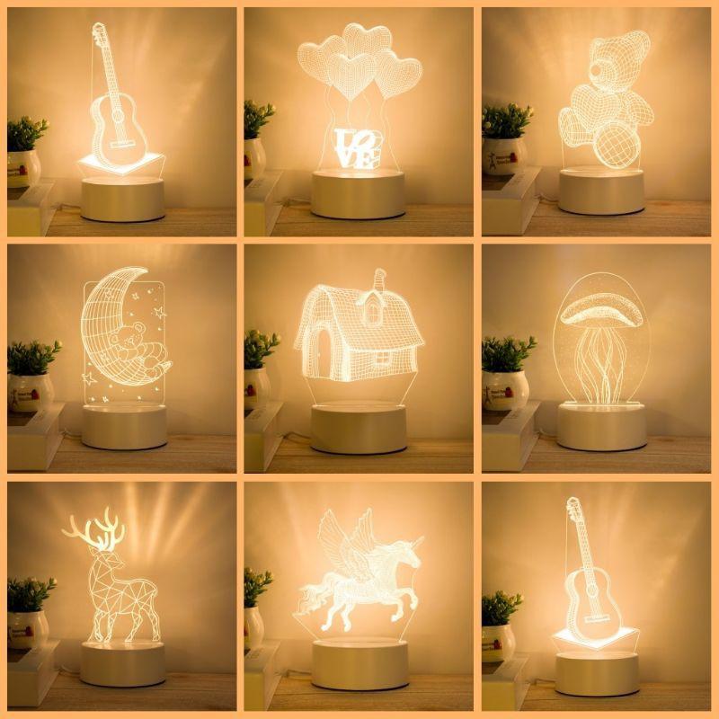 ĐÈN NGỦ TRANG TRÍ KIỂU DÁNG 3D ĐẸP MẮT HÌNH CHÚ HƯƠU NAI