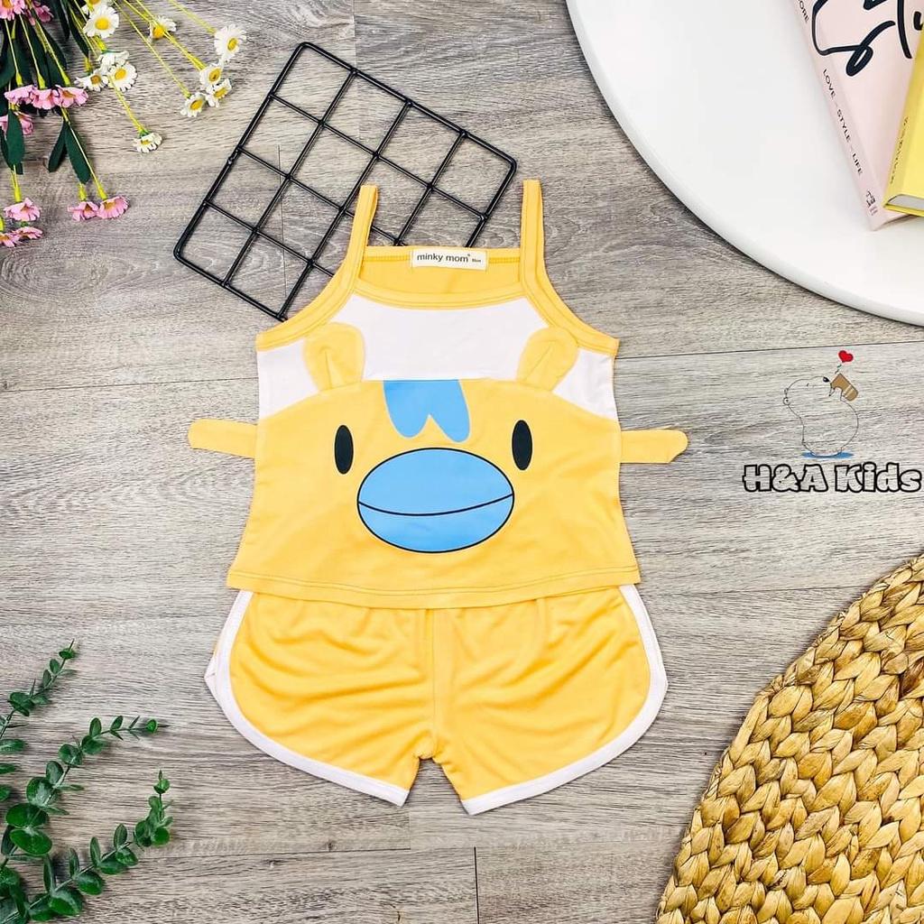 Bộ 2 dây thun lạnh mặt thú Minky Mom mềm mịn mát cho bé gái từ 7-26kg