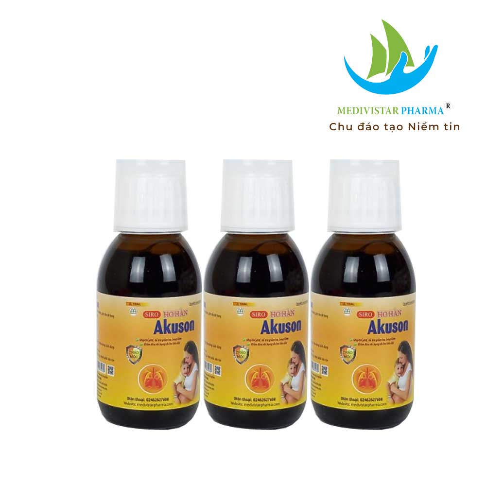 Combo 3 Hộp Siro Giảm Ho Cho Bé AKUSON Chiết Xuất Thảo Dược Giúp Long Đờm, Bổ Phế Tăng Cường Sức Đề Kháng Lọ 100ml