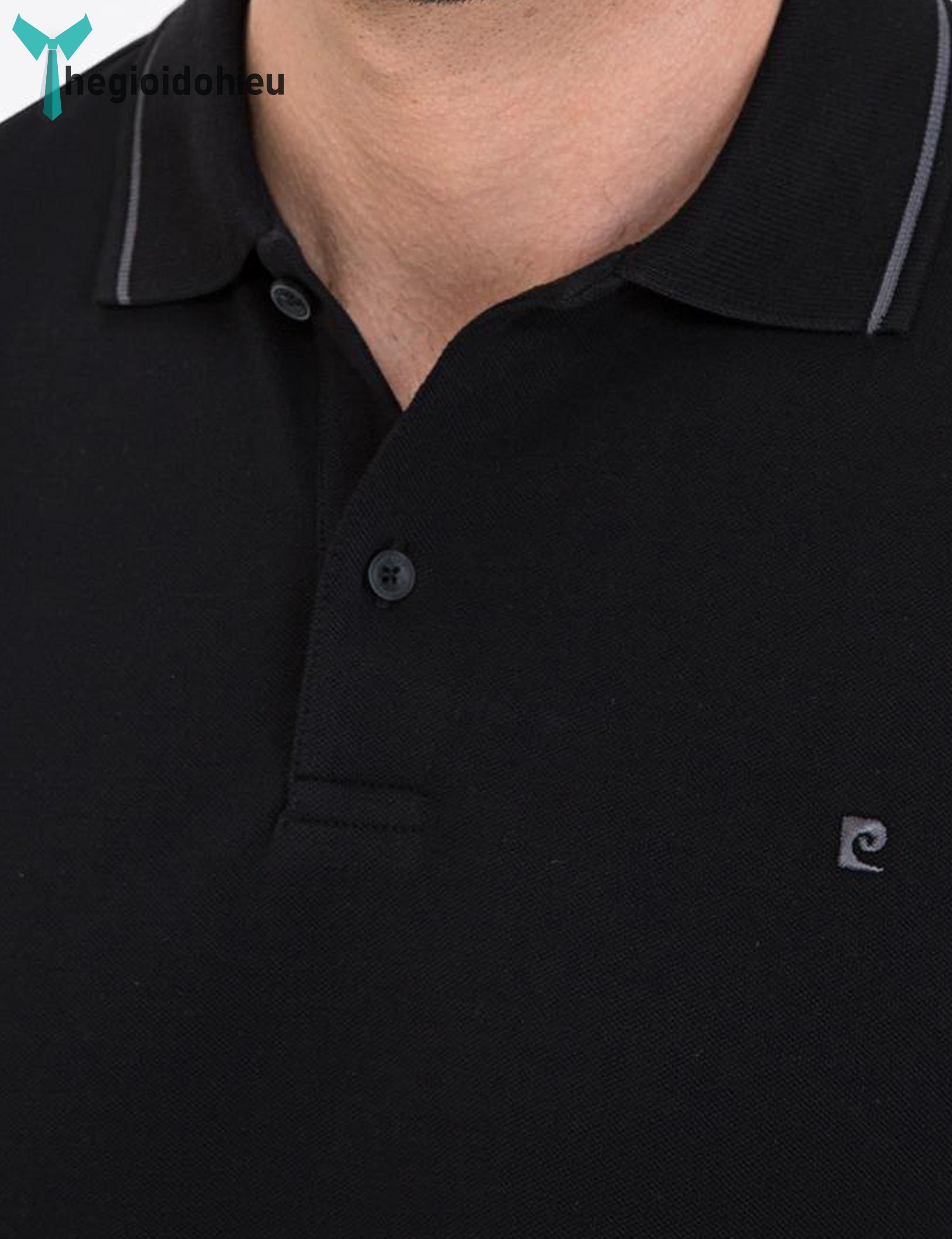Áo thun nam PierreCardin PCPolo154 (Đen cổ sọc) - Hàng nhập khẩu - Không túi