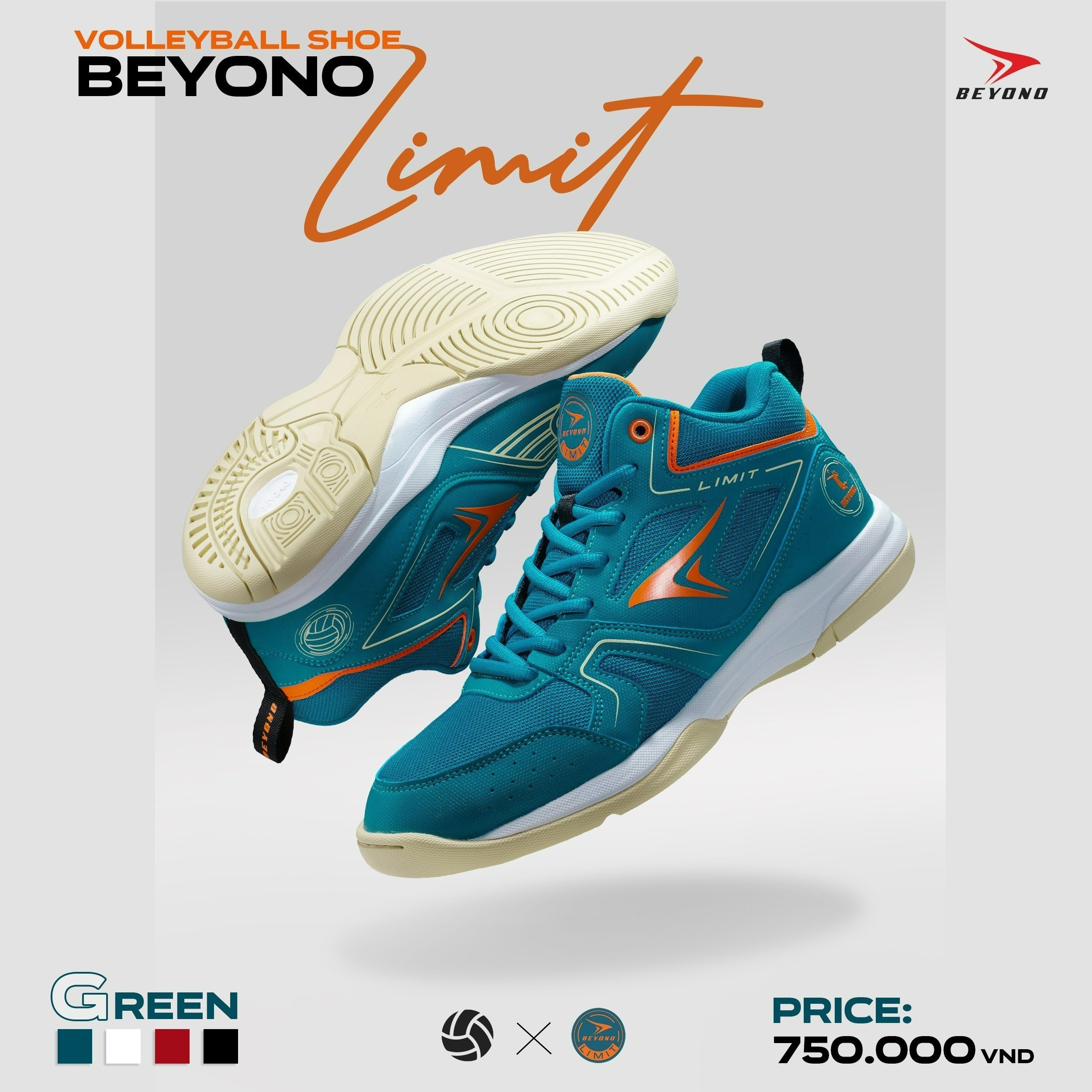 Giày bóng chuyền Beyono Limit mẫu mới - hàng công ty - Xanh - 40