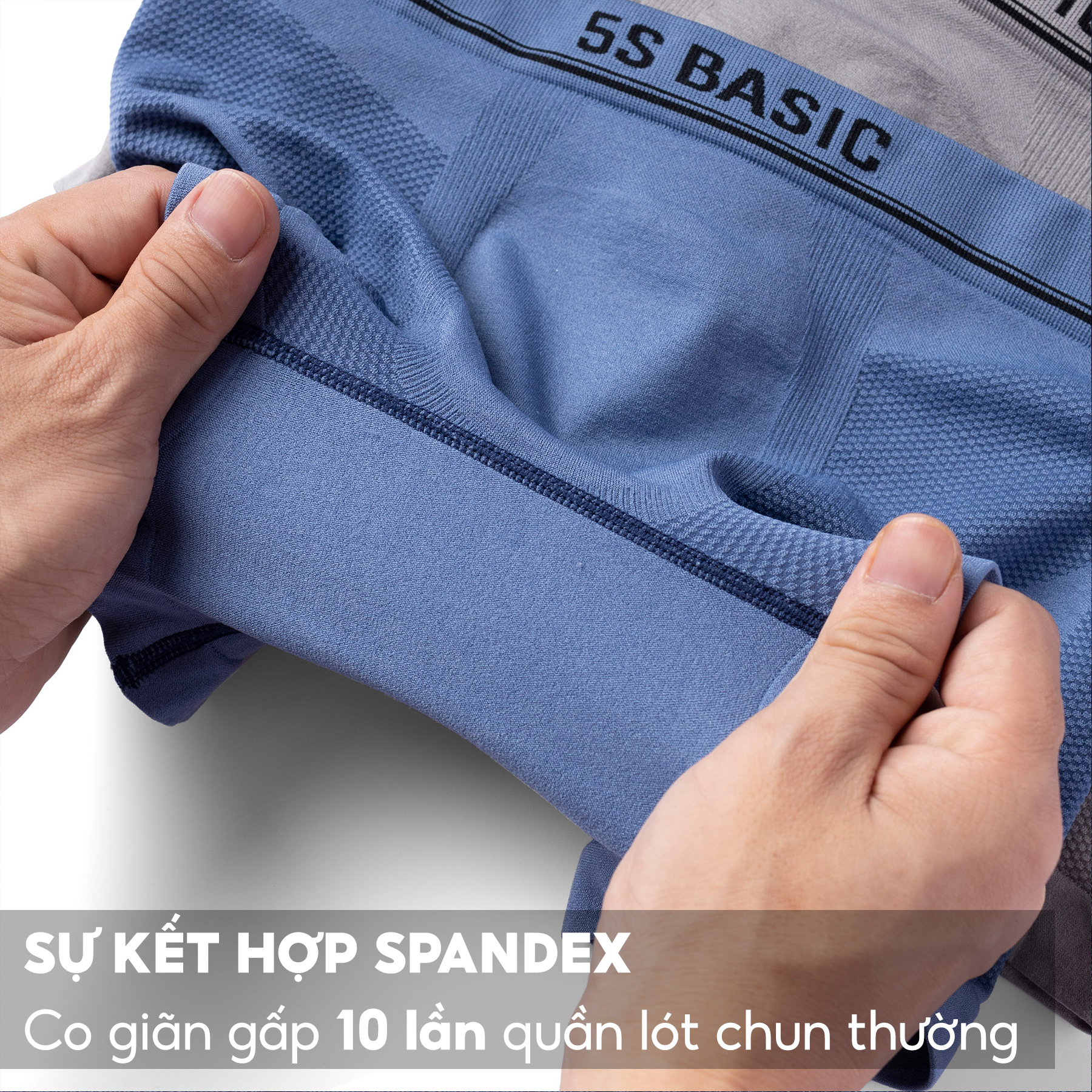 Quần Sịp Đùi Nam 5S , Cạp Dệt Không Đường May, Thấm Hút, Co Giãn, Kháng Khuẩn Cực Tốt