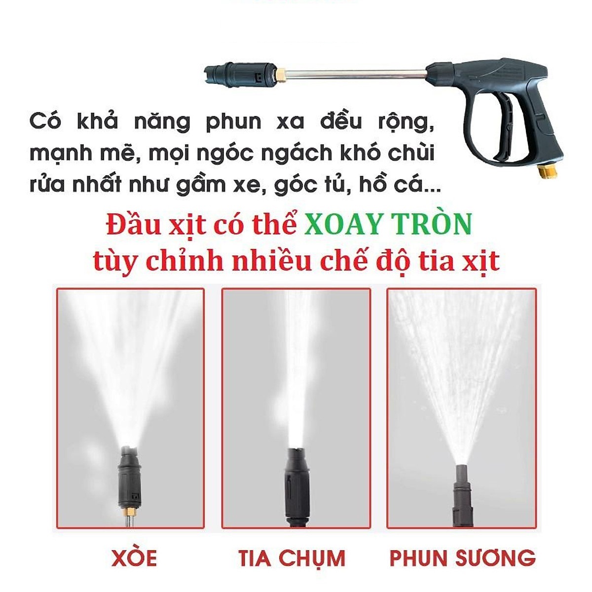 Máy phun xịt rửa, máy xịt rửa xe BOSCOM, phun áp lực cao mô tơ cảm ứng từ, điều chỉnh áp lực nước, tự hút nước thông minh, Hàng chính hãng