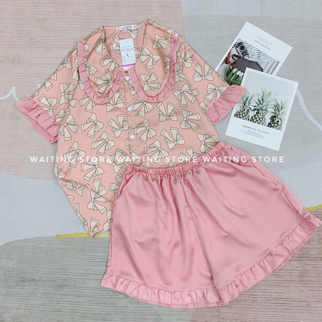 Pijama- Bộ Ngủ Nữ đồ mặc nhà chất vải lụa mềm cao cấp dáng áo cộc quần cộc CCLP02