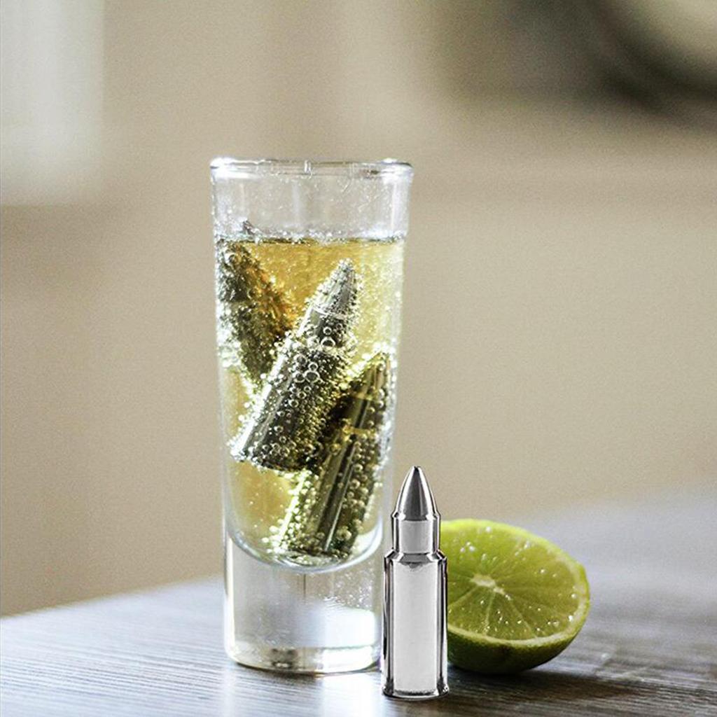 4xStainless Steel Whiskey Stones Rocks Cool Ice Cubes 1pc B