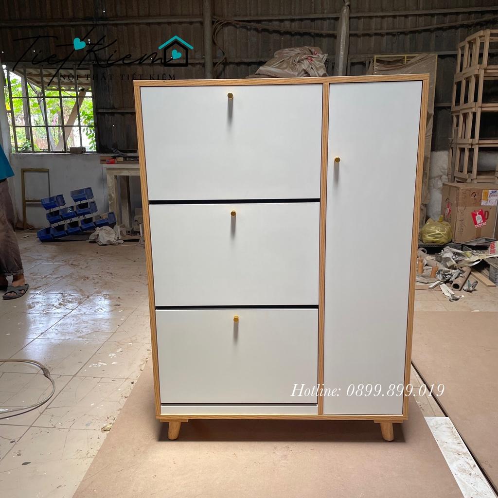 Tủ giày dép vân gỗ sồi thông minh NTTK đã lắp Hình chụp tại xưởng TG032