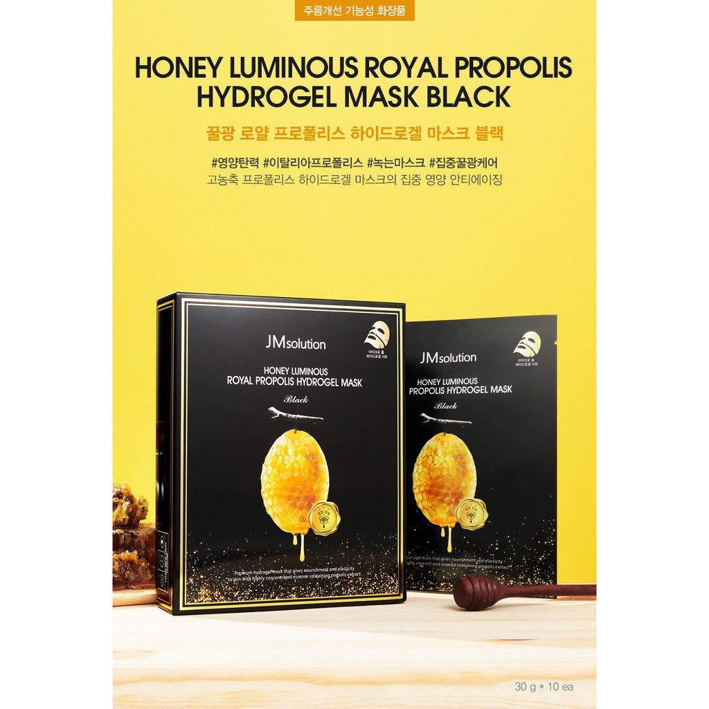 Combo 5 Mặt Nạ Chống Lão Hóa Dưỡng Trắng Da Dạng Thạch Jm Solution Honey Luminous Royal Propolis Hydrogel Mask 30ml x 5