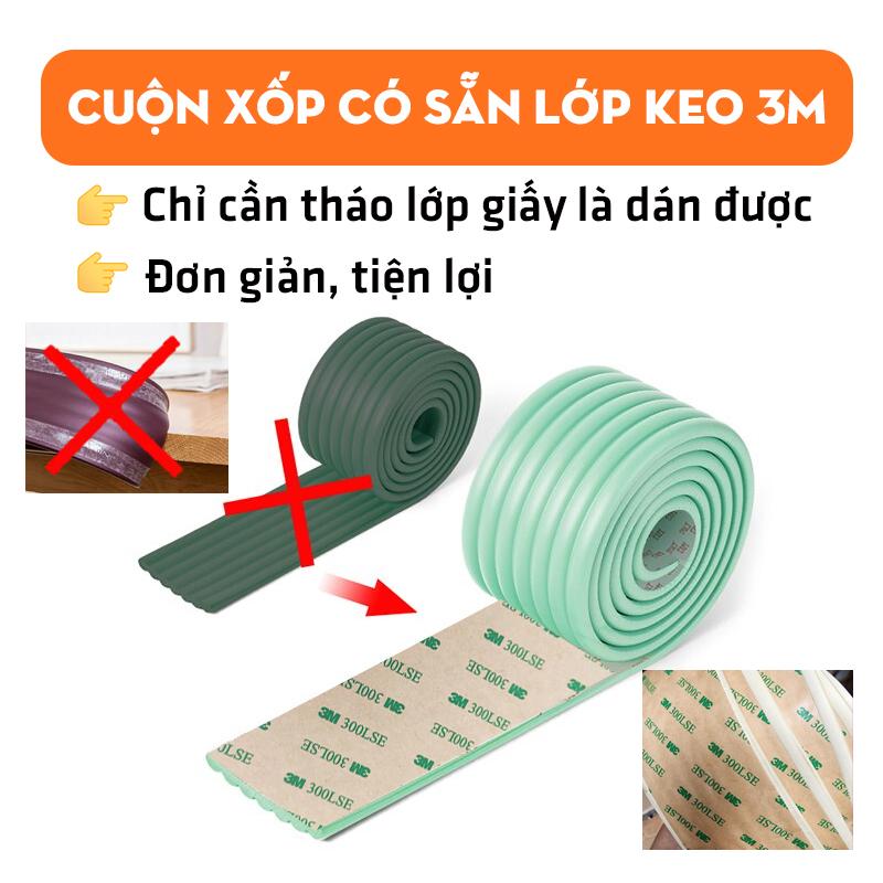 Cuộn Xốp Bọc Cạnh Bàn, Miếng Dán Bịt Góc Tường SẴN KEO 3M Chống Va Chạm An Toàn Cho Bé Dài 2m Legaxi