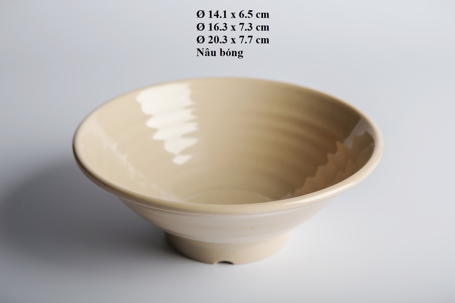 Tô xoắn nhựa Melamine màu đen/nâu đựng chè,bún,phở nhiều Size