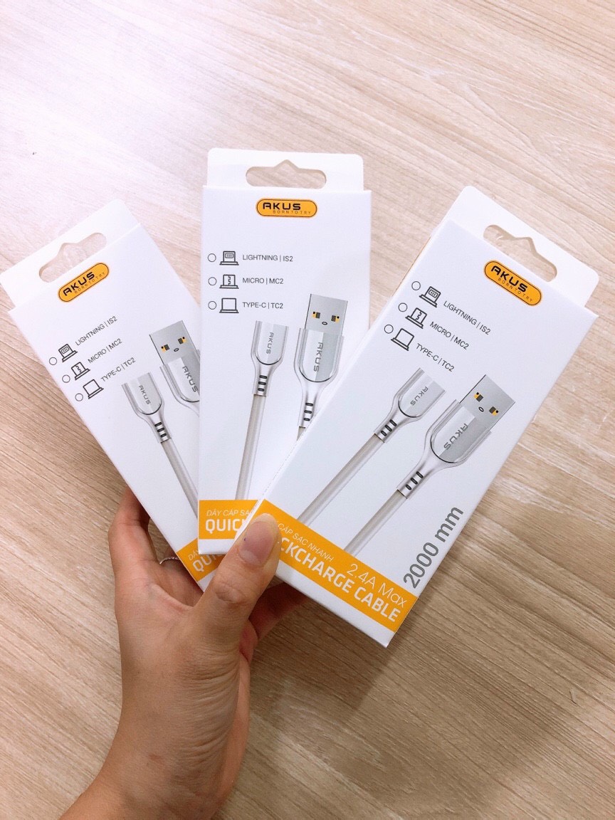 Cáp Sạc  USB  type c 2m Akus - Hàng chính hãng