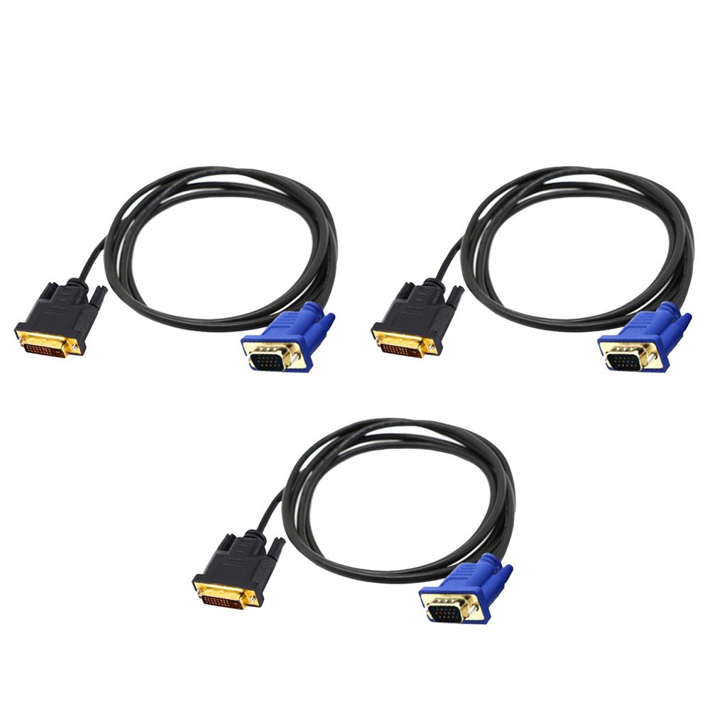 Dual Link DVI-I DVI To VGA D-Sub Video Adapter Cable Converter 3x