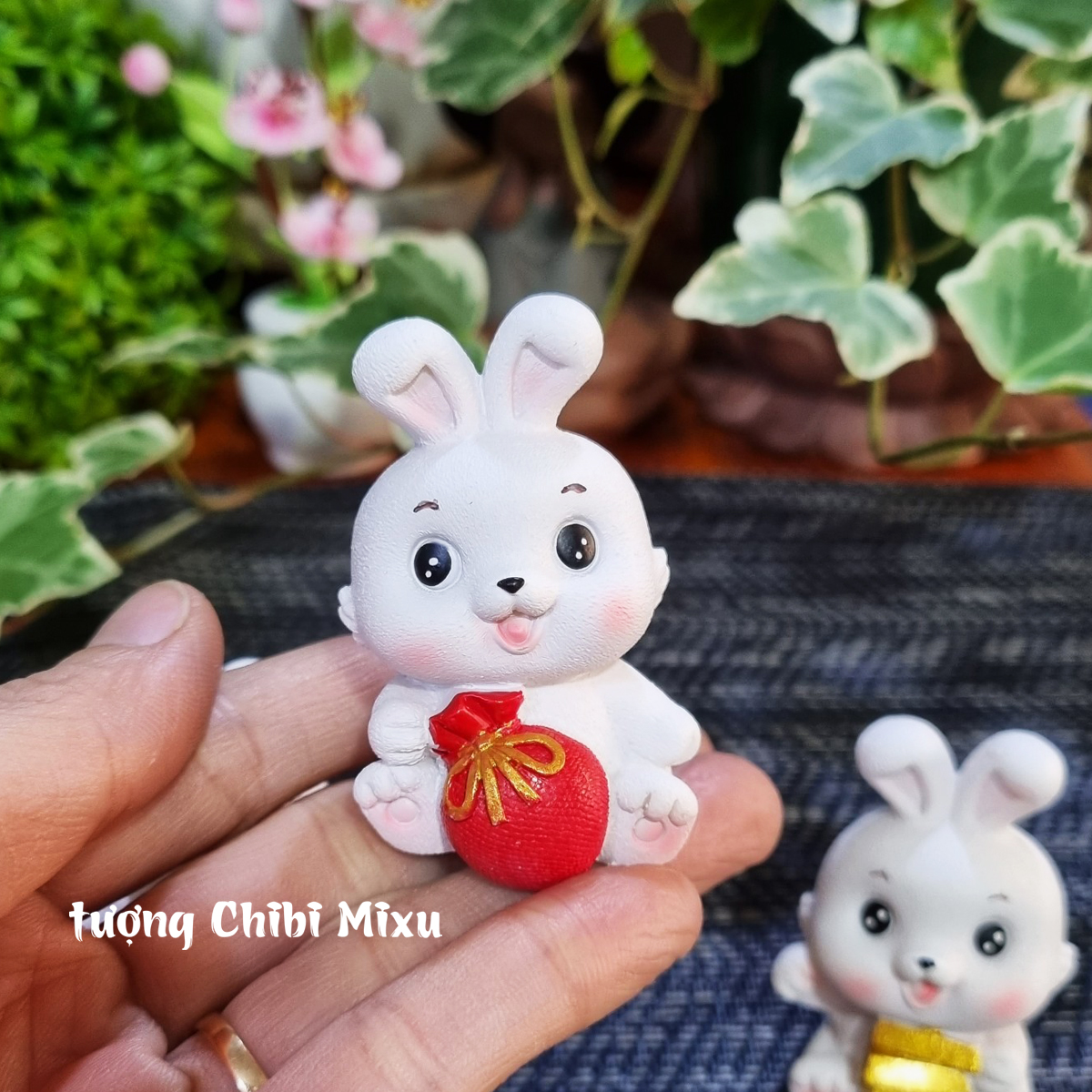 Bộ 04 tượng Thỏ trắng 5cm may mắn - tài lộc
