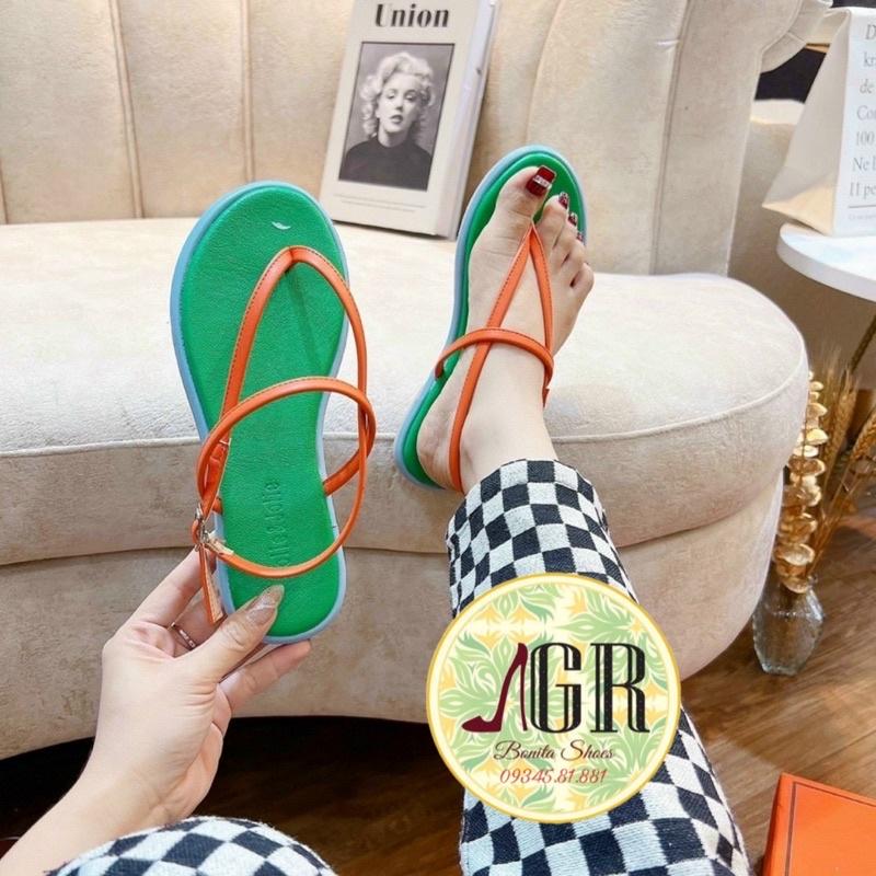 Sandal kẹp 3 dây lót viền phối màu da mềm siêu hot