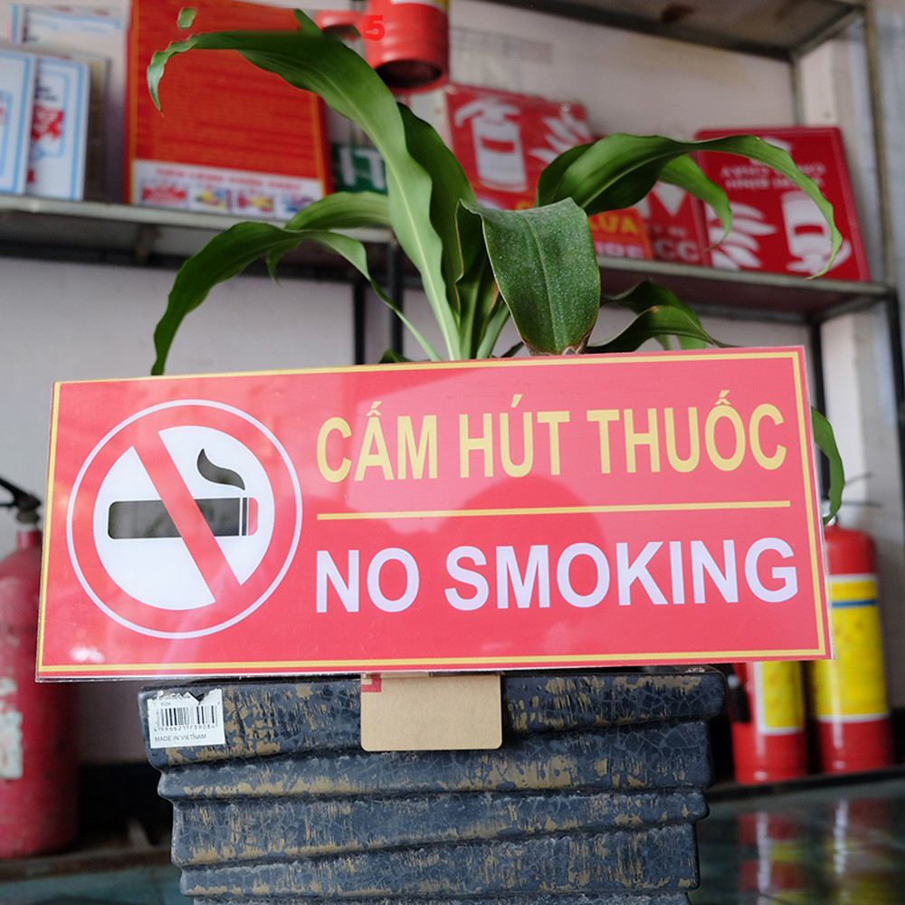 Bảng báo cấm hút thuốc bằng nhựa Mica 16x40cm