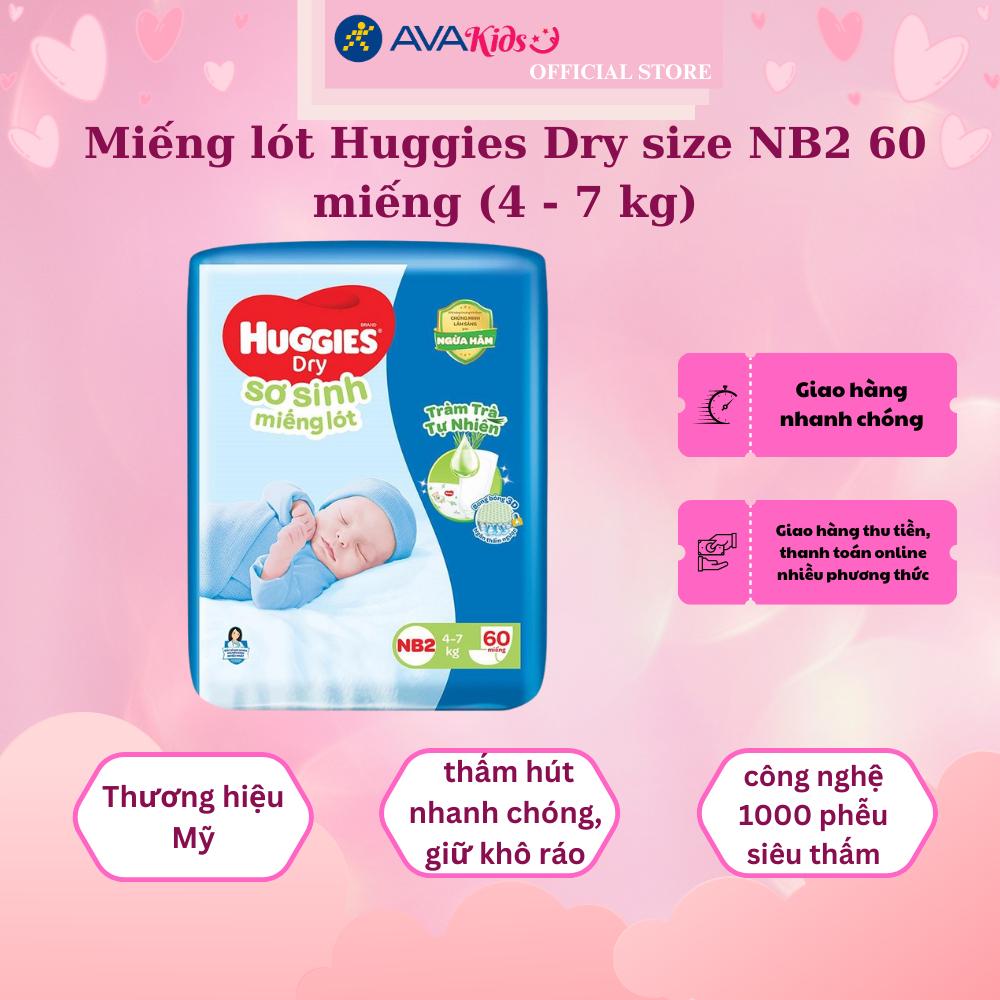 Miếng lót Huggies Dry size NB2 60 miếng (4 - 7 kg)