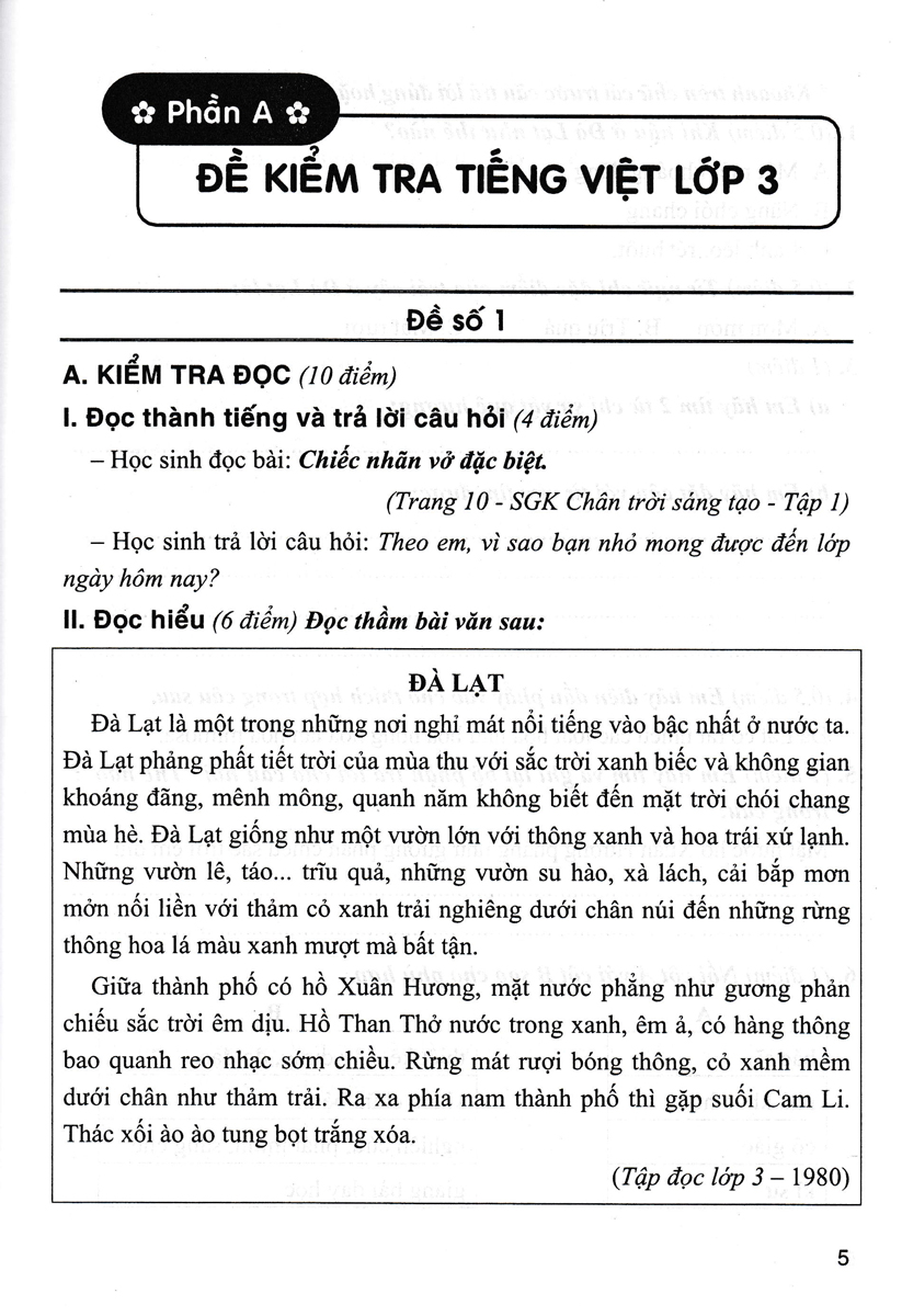 Sách bổ trợ - Bộ Đề Kiểm Tra Môn Tiếng Việt Lớp 3 (Dùng Kèm SGK Chân Trời Sáng Tạo)