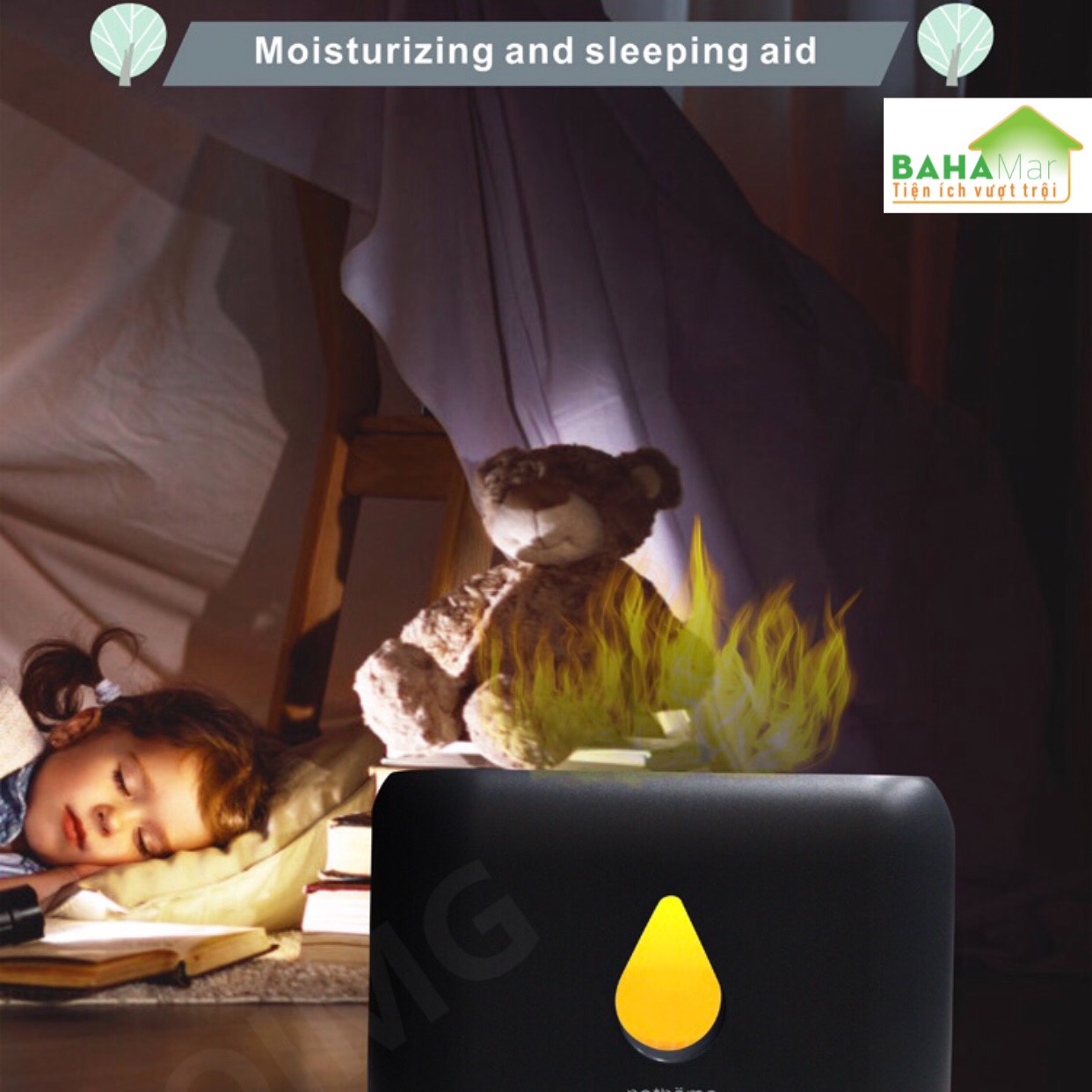 MÁY PHUN SƯƠNG TẠO ẨM MÔ PHỎNG NGỌN LỬA 3D ĐÈN LED - KHUẾCH TÁN TINH DẦU "BAHAMAR"
