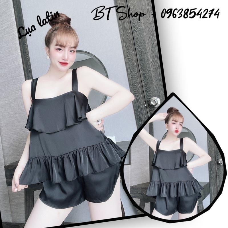 Đồ ngủ mặc nhà lụa latin đùi màu trơn freesize 42-57kg