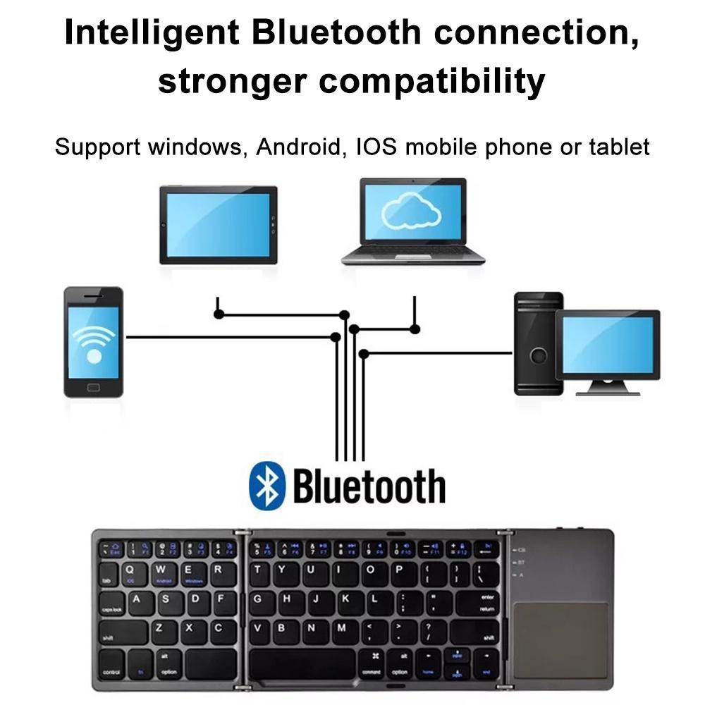 Bàn Phím Bluetooth Không Dây Mini Gấp Gọn Có Chuột Cảm Ứng Cho Android Ios Windows Pc Tablet Điện Thoại