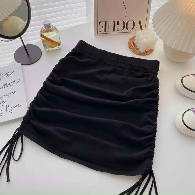 Chân VÁY Ngắn Thun Ôm Body Dây Rút 2 Bên HOT - BT Fashion (VA01) + VIdeo, Hình Thật