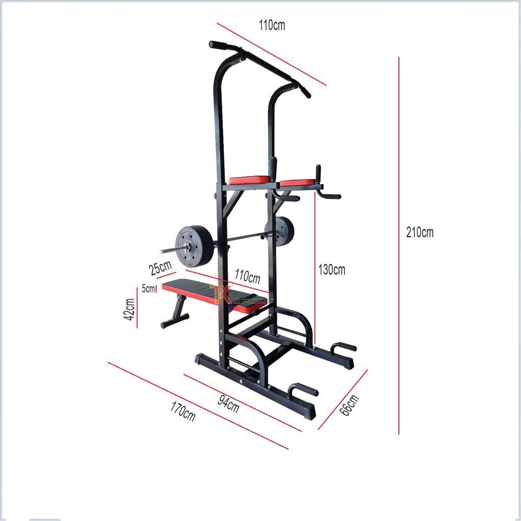 Giàn tạ, ghế tập tạ đa năng có xà đơn, xà kép TK001 (chưa bao gồm bánh tạ và đòn tạ) bền đẹp