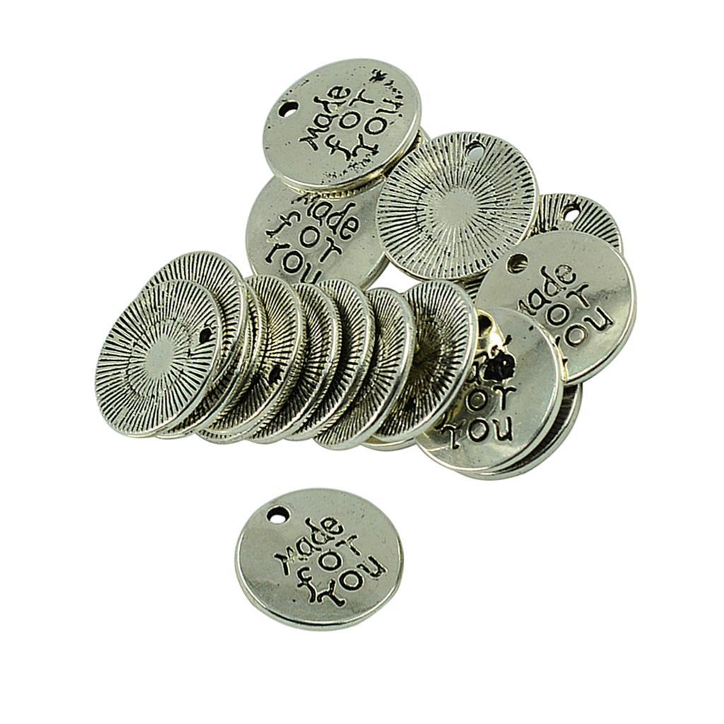 20 Pieces Alloy Round Made for You Pendants Charms Findings for DIY Jewelry Making