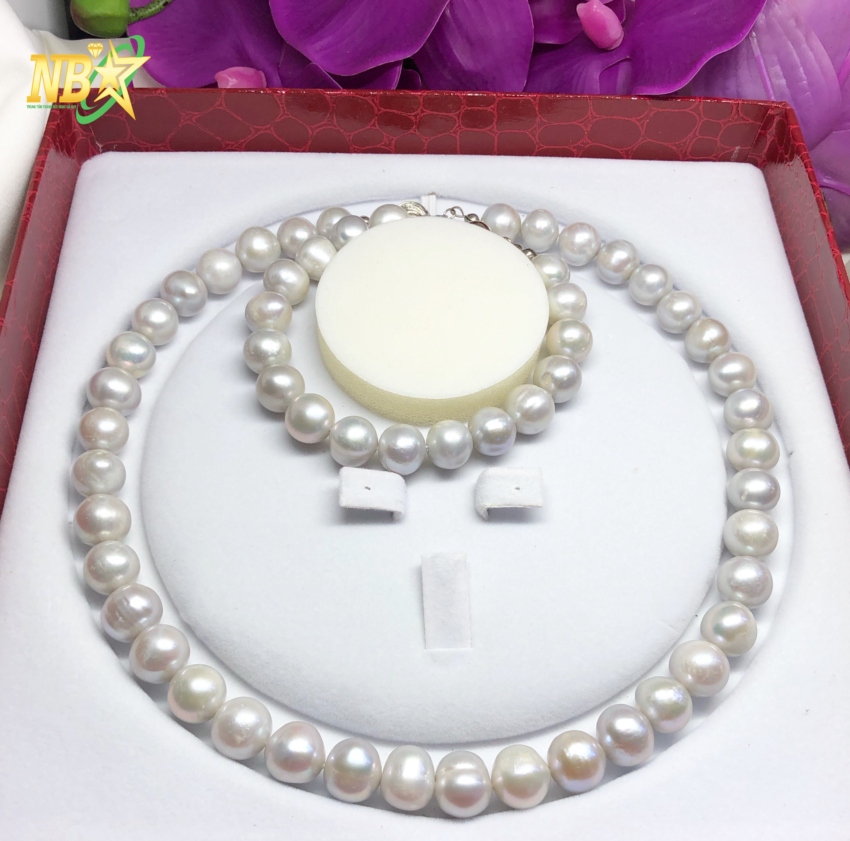 Bộ Trang Sức Ngọc Trai Thiên Nhiên Màu Trắng - BNTT021
