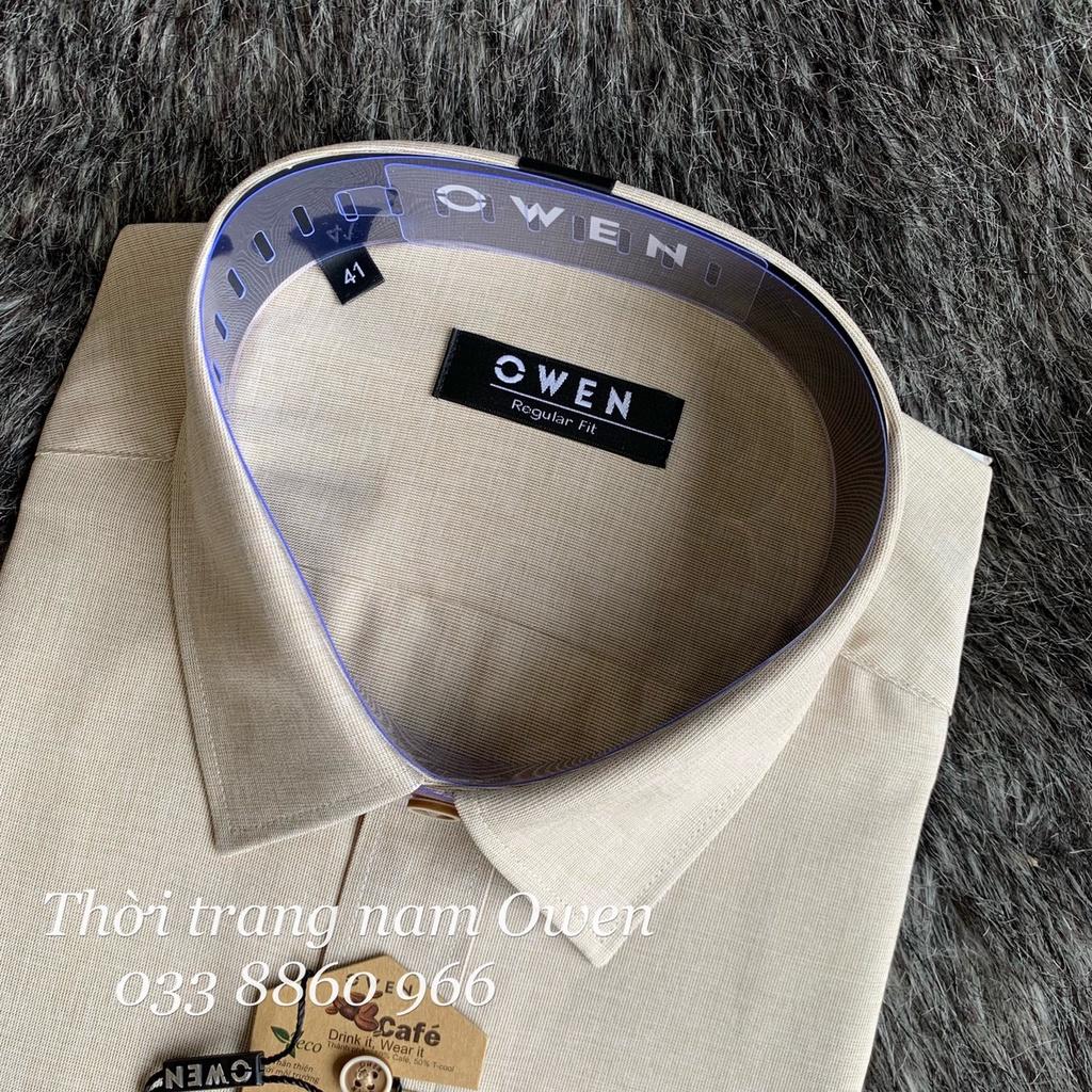 OWEN - Áo sơ mi dài tay Owen Regularfit chất cafe không nhăn màu be 23367