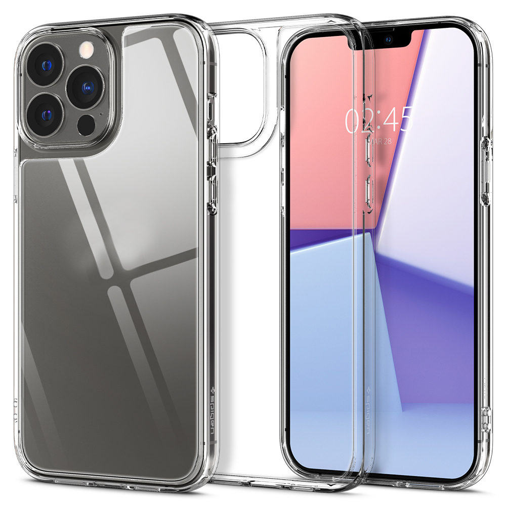 Ốp lưng Spigen Quartz.H Crystal Clear cho iPhone 13 Promax - Thiết kế trong suốt, chống sốc, chống ố, viền camera cao - Hàng chính hãng