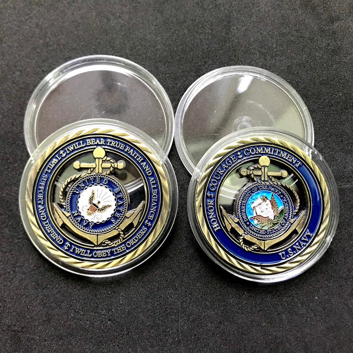 Xu Huy Hiệu Danh Dự Dũng Cảm và Cam Kết Hải Quân Mỹ Dùng để làm đồ lưu niệm, sưu tầm, trang trí bàn sách, kích thước 4cm, nhiều màu - TMT Collection - SP005281