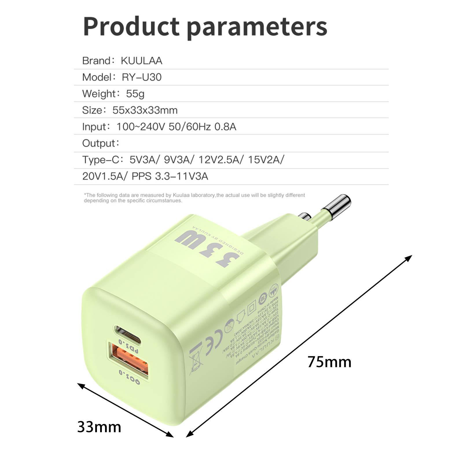 33W Dual Port Wall Charger Adapter Smart Chip for iOS Android Phones EU