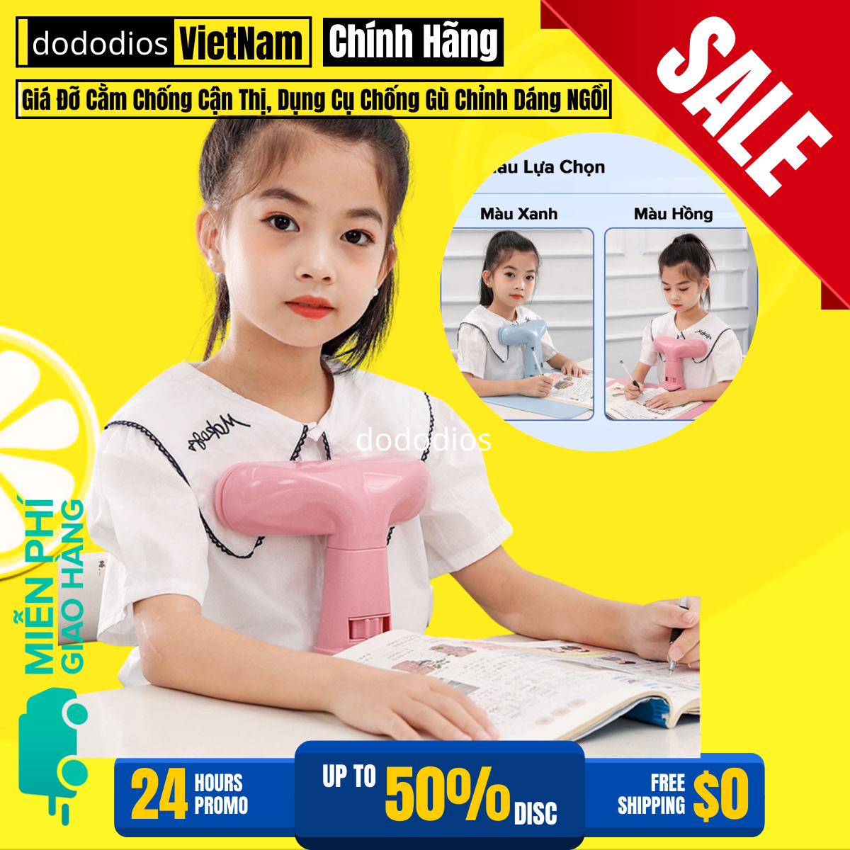 Giá Đỡ Cằm Chống Cận Thị Cải Tiến SUPER Dụng Cụ Chống Gù Ngồi Thẳng Lưng Cho Trẻ Em Từ 4-15 Tuổi Luyện Chữ Hãng dododios