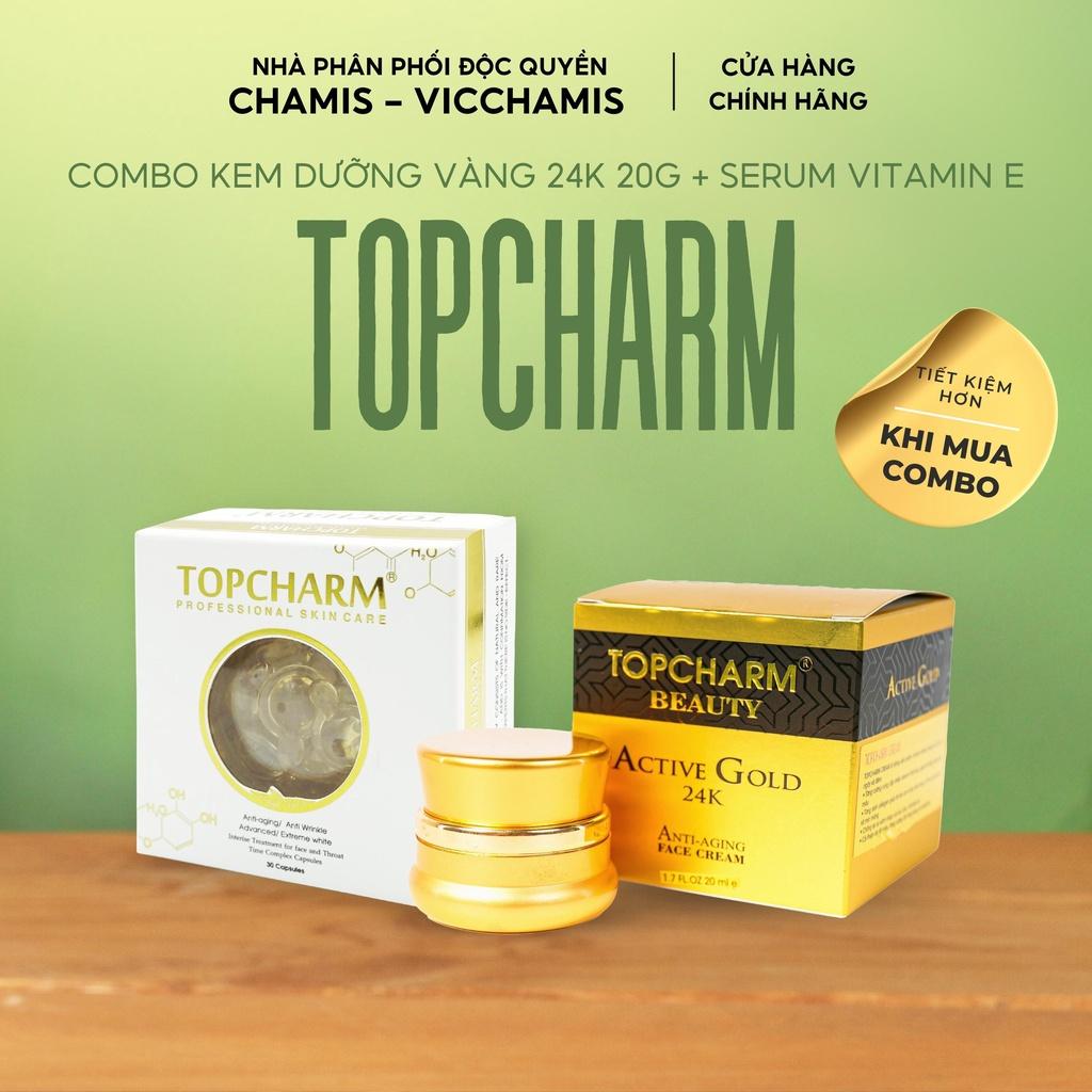Combo kem dưỡng và serum tái tạo, săn chắc trẻ hóa, dưỡng da trắng hồng Topcharm