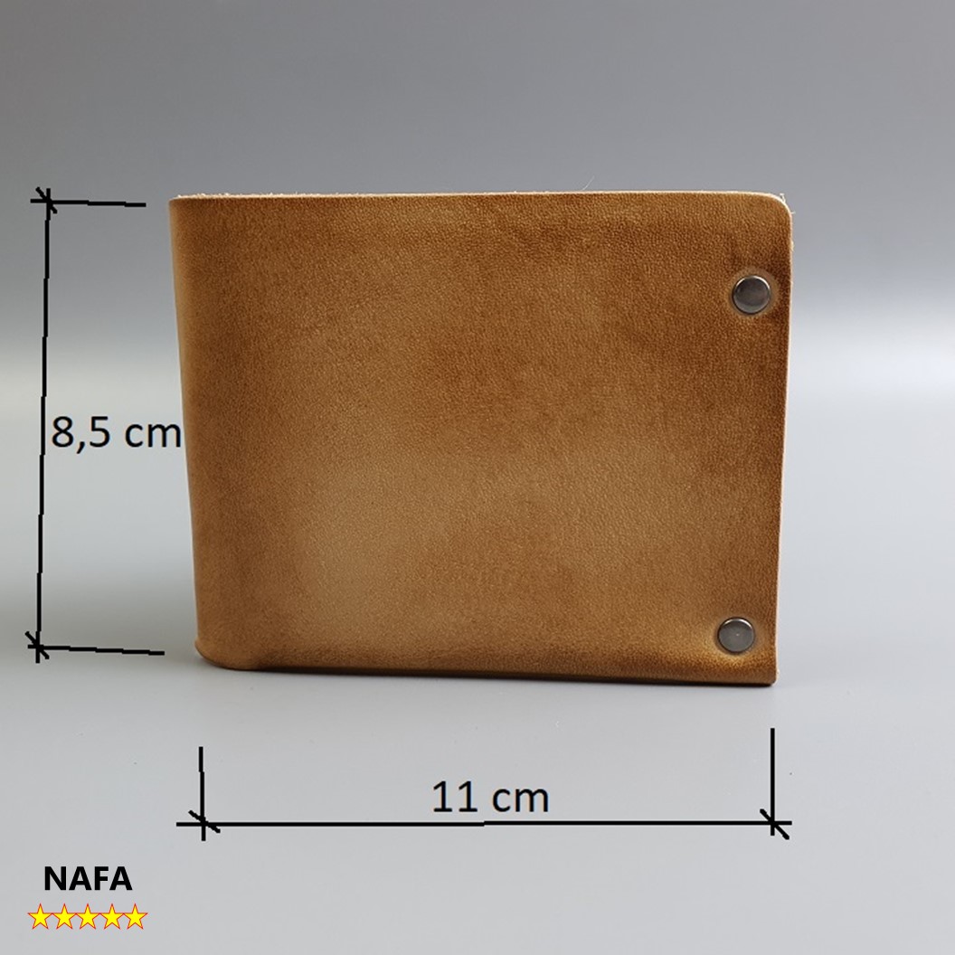 Ví nam da bò, ví handmade da nhuộm thủ công NAFA WS110 thời trang tinh tế – Màu Vàng bò