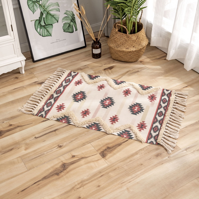 Thảm Canvas Dệt Sợi Nổi Trải Trang Trí Sàn Phong Cách Bắc Âu Thảm Lau Chân 60x90cm