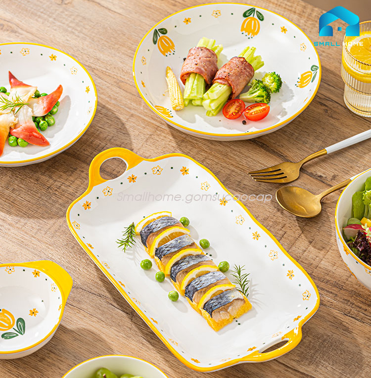 Bộ đồ ăn Hoa Tulip 29 món bằng sứ cao cấp, thiết kế hoa văn Bắc Âu nhẹ nhàng sang trọng.