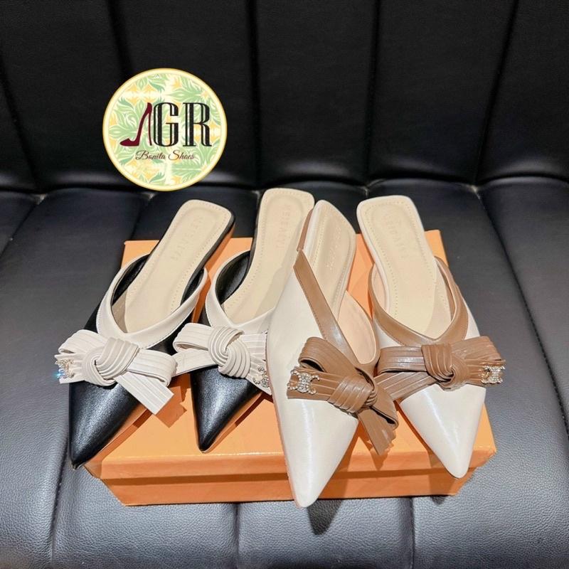 Dép sục mũi nhọn nơ tầng khoá hiệu cao cấp da mềm