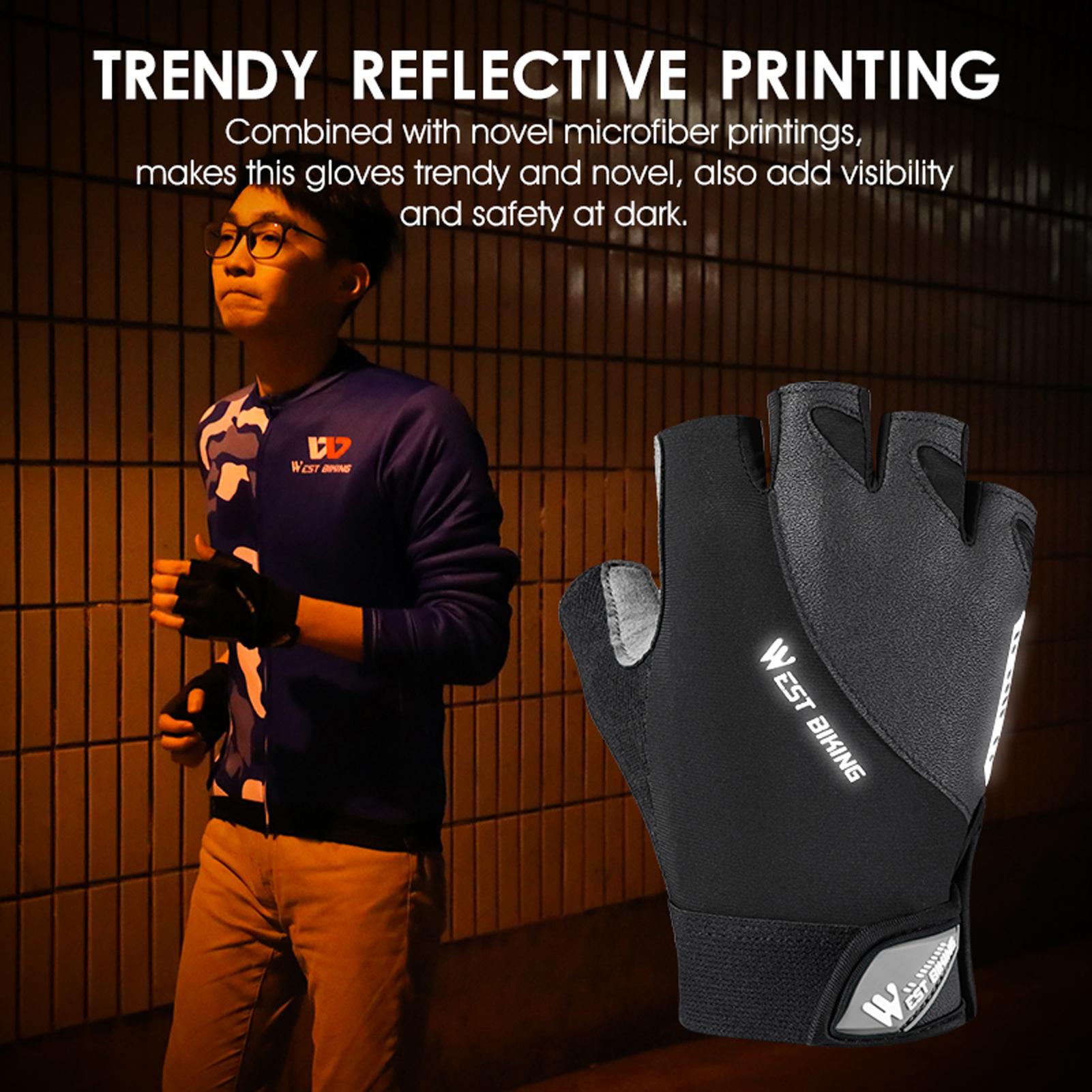 Găn tay đi xe đạp nửa ngón nhẹ, thoáng khí, chống va đập có phản quang