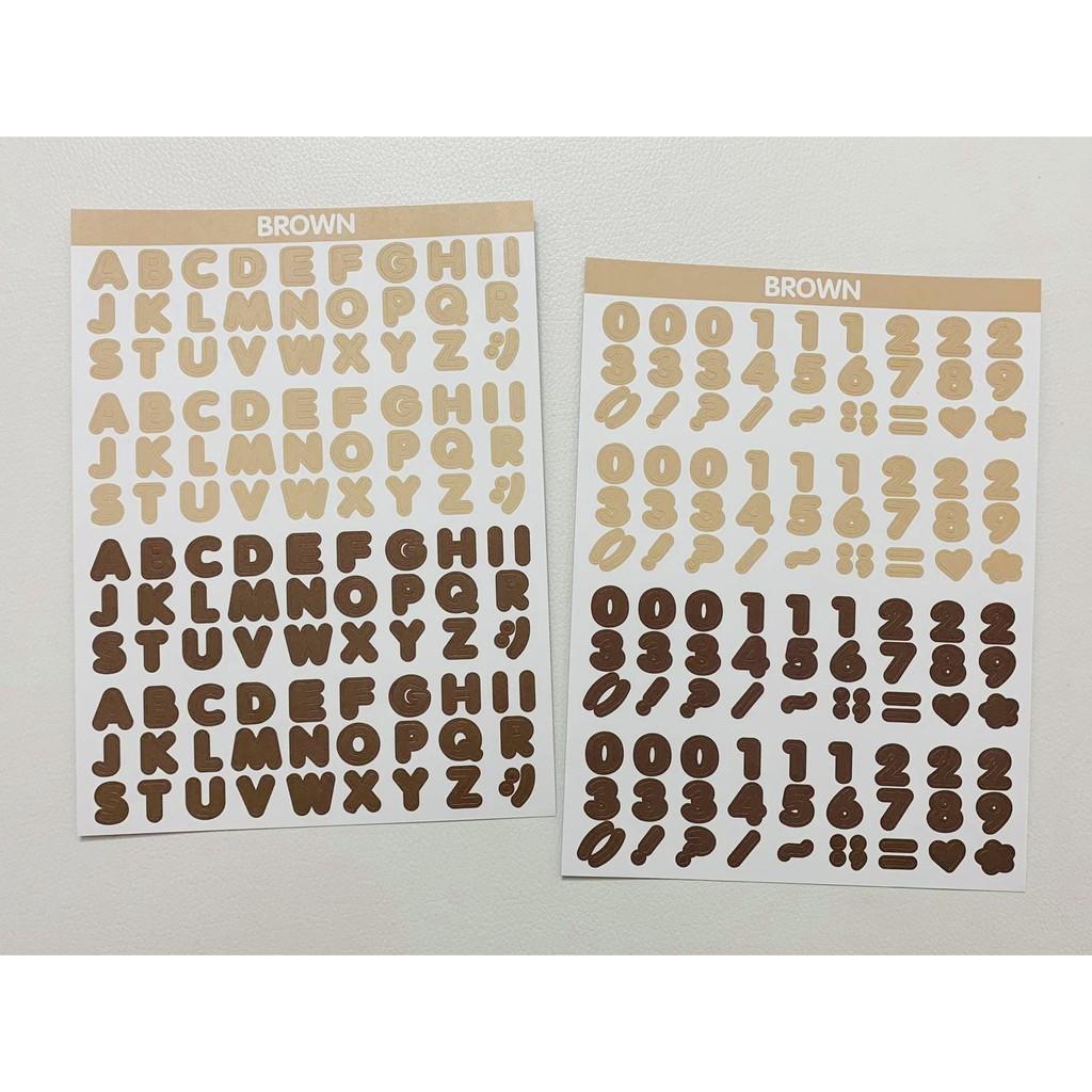 Set 2 Tấm Sticker Chữ Cái và Số - Combo 2 Tờ Sticker Alphabet + Number