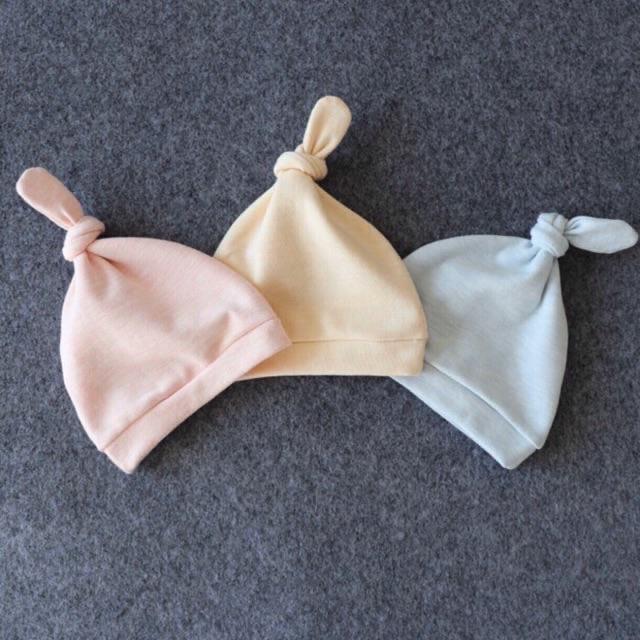 Mũ cotton cho bé sơ sinh 0-6 mẫu thắt nút