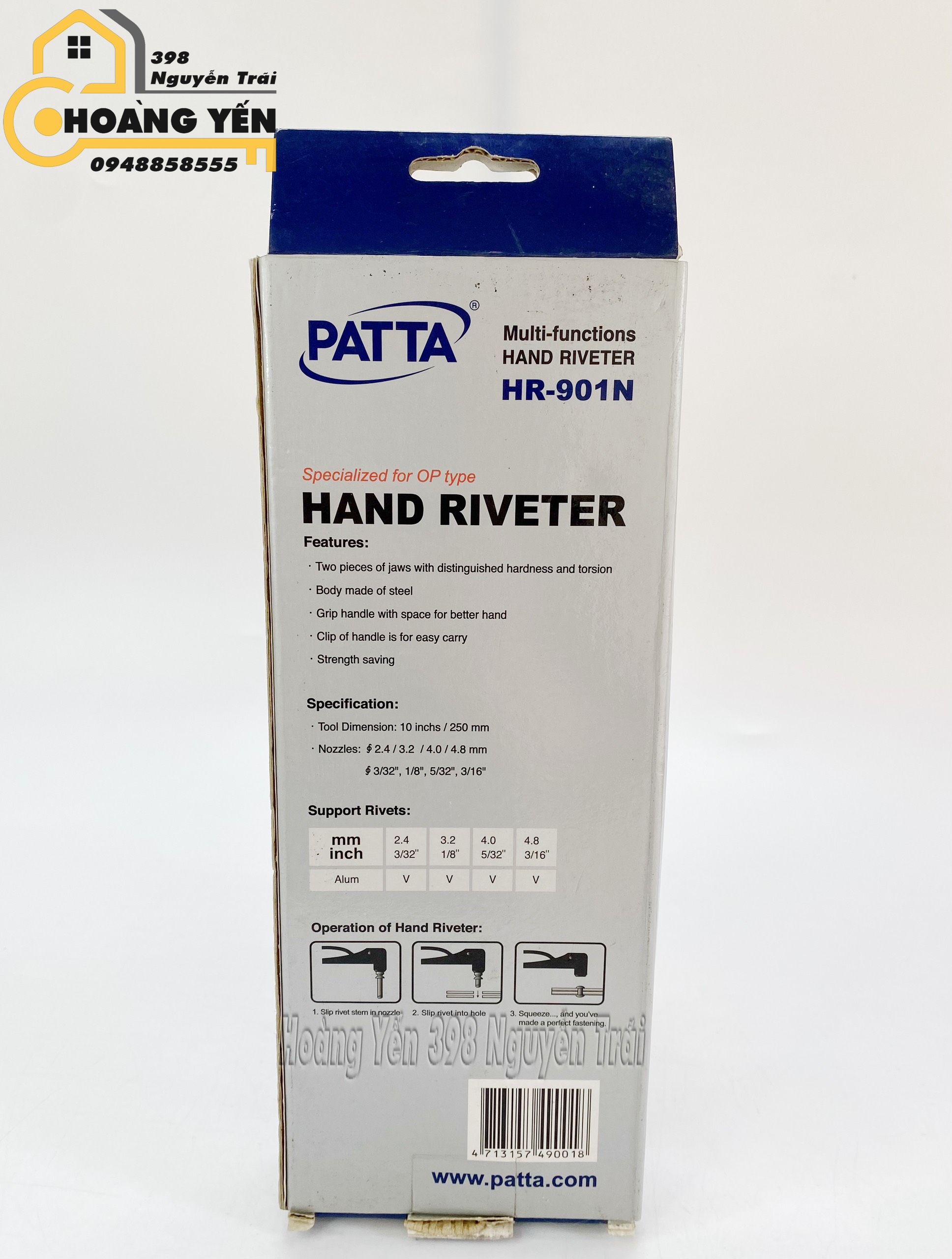 Kìm rút đinh Rive PATTA cao cấp HR-901N Kềm rút đinh Rive cao cấp Kềm rút đinh tán Kìm rút đinh tán