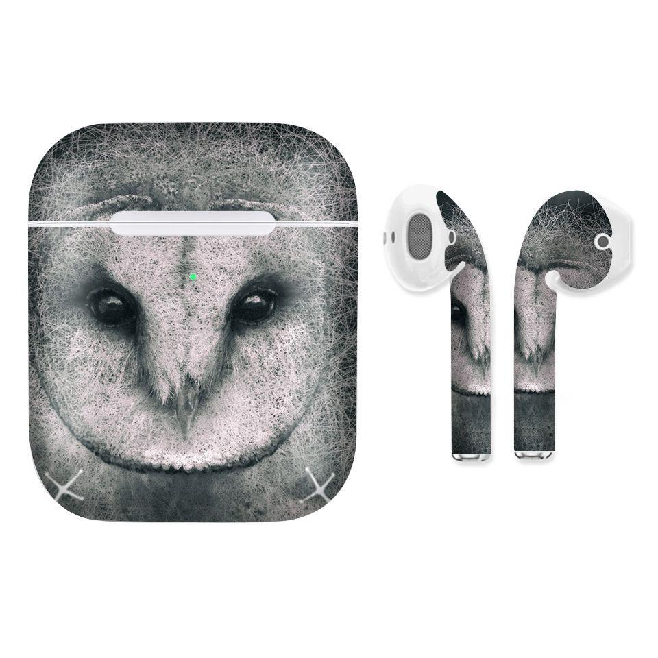 Miếng dán skin cho AirPods in hình cú mèo - giả sơn mài - GSM069