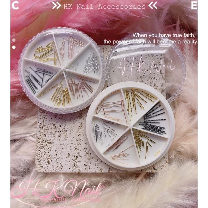 Khay Phụ kiện thanh Charm trang trí Móng Nail